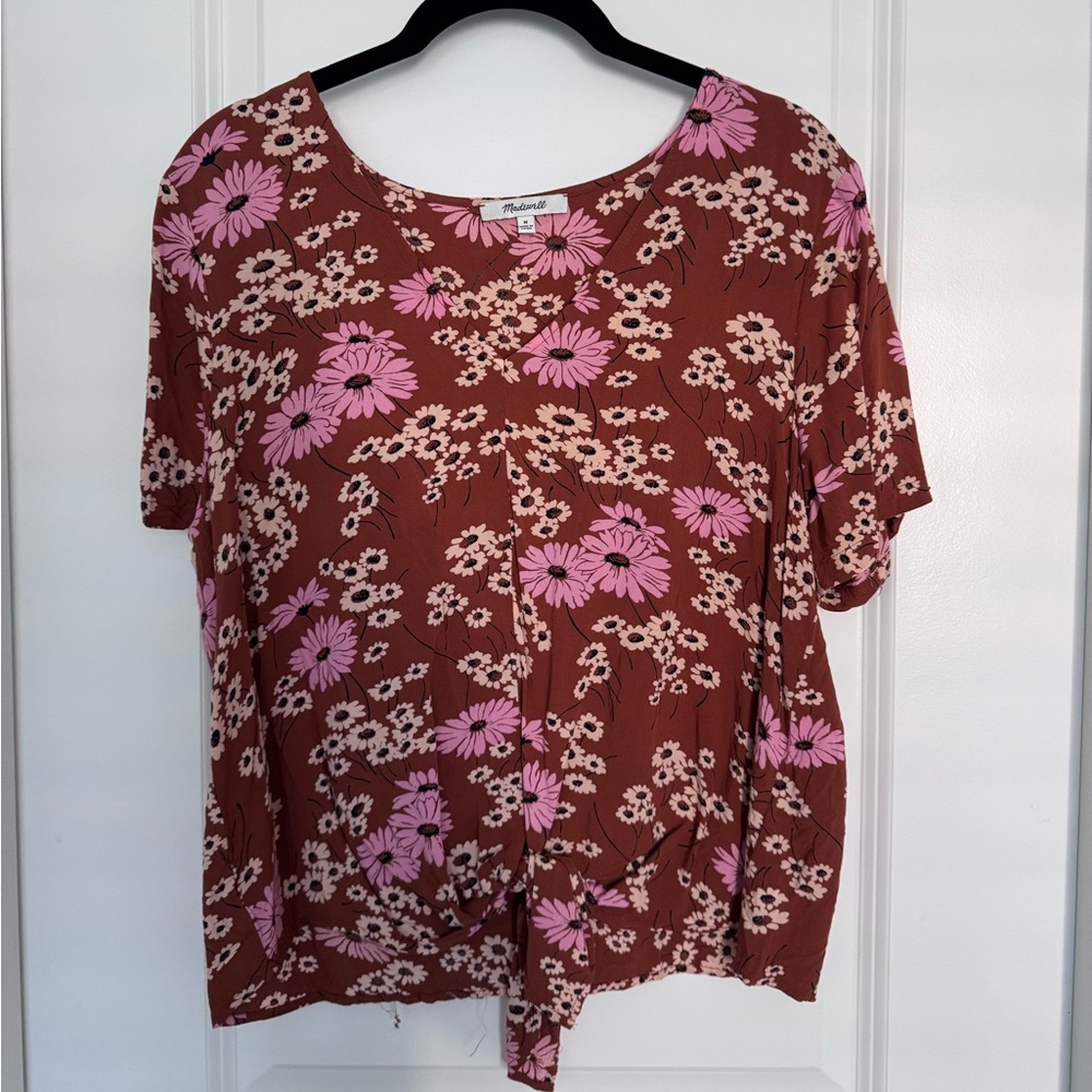 Madewell Novel Tie-Front top in Hillside Daisy